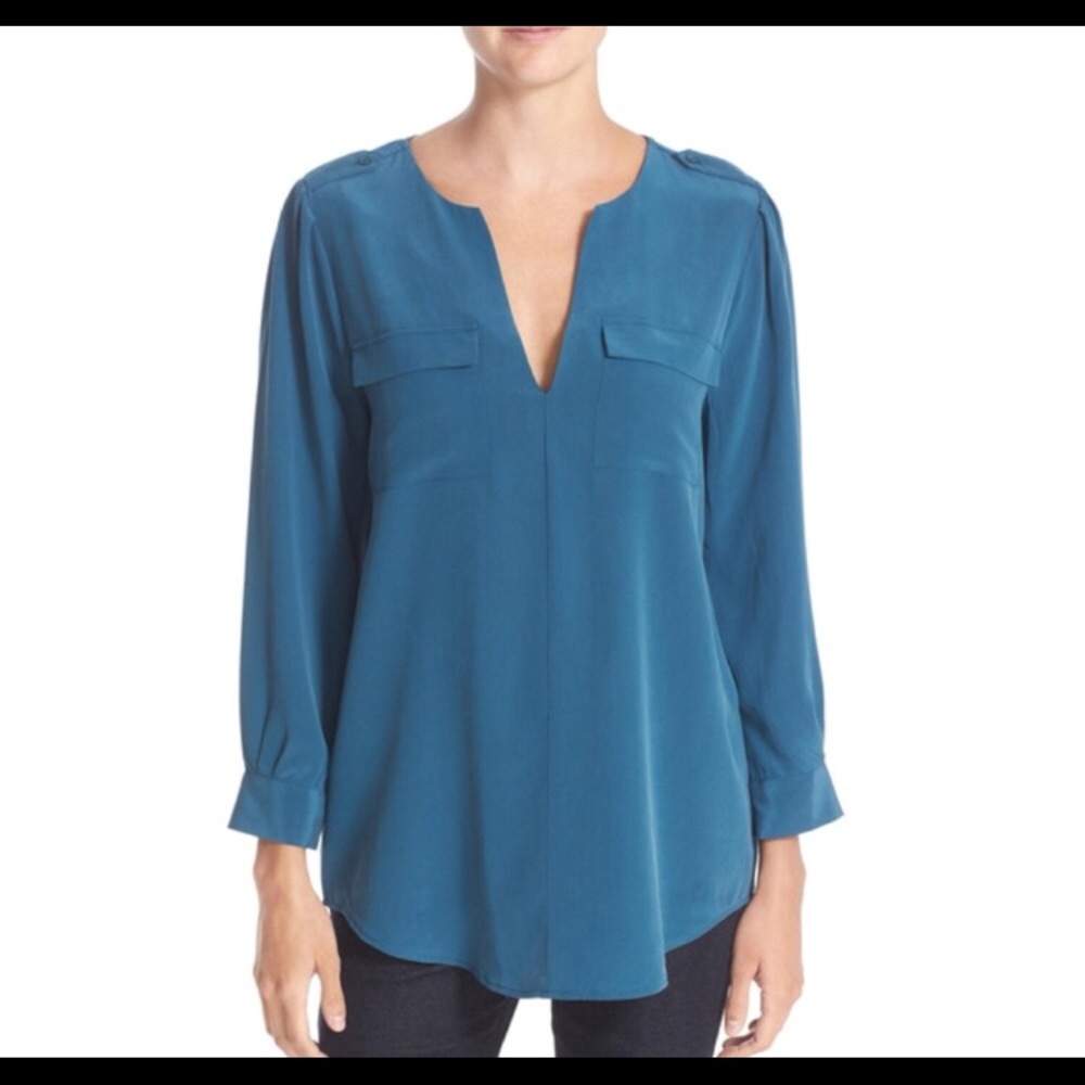 Like New Joie Silk Maru Blue Blouse